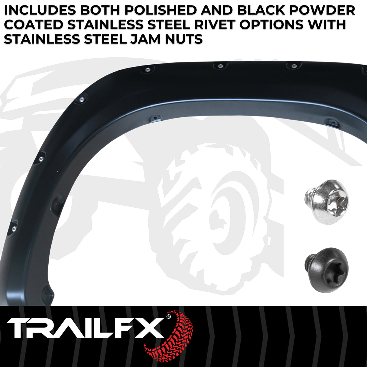 TrailFX Fender Flare For Toyota Tundra - Injected Polypropylene, With Polished Stainless And Black (TFT3001S)