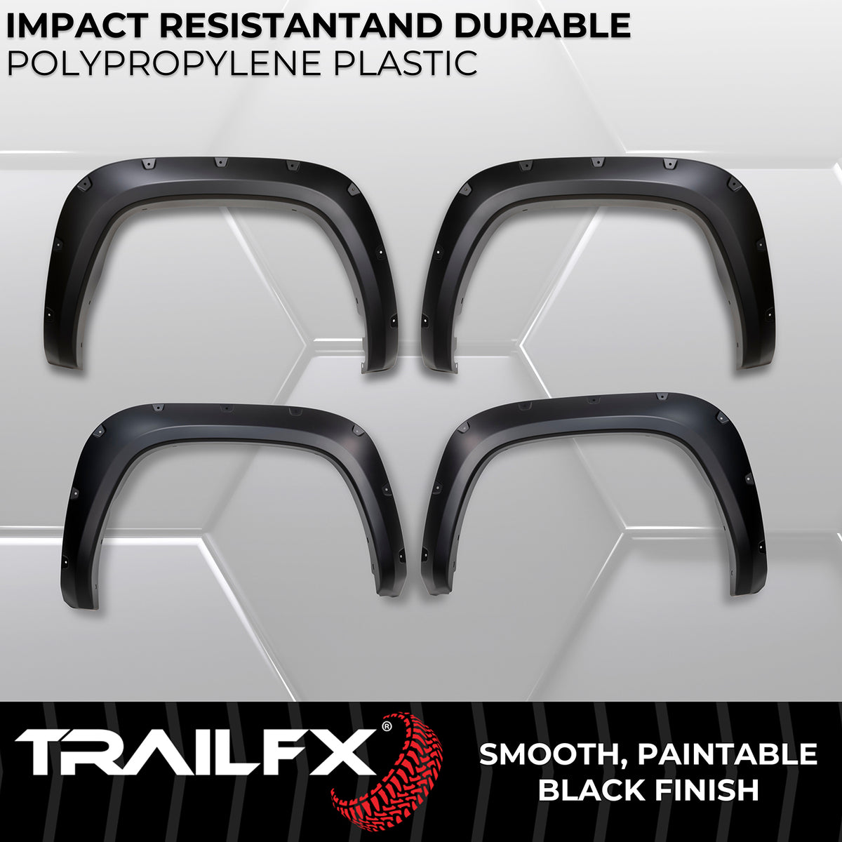 TrailFX Fender Flare For Toyota Tundra - Extended Tire Coverage, With Polished Stainless And Black (TFT3004S)