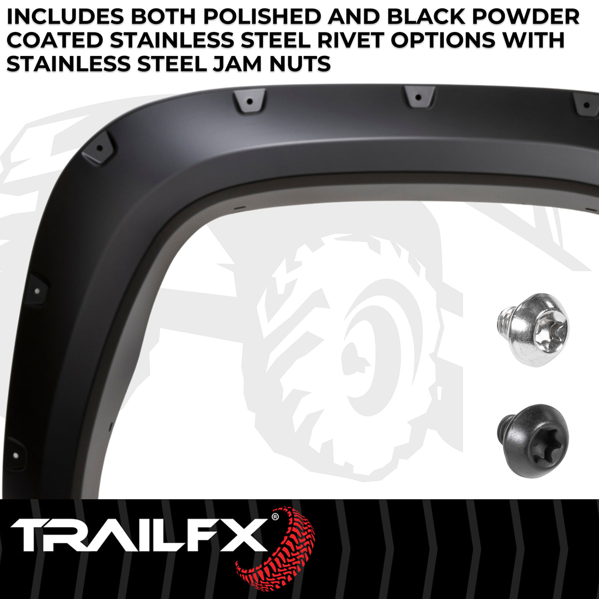 TrailFX Fender Flare For Toyota Tundra - Extended Tire Coverage, With Polished Stainless And Black (TFT3004S)