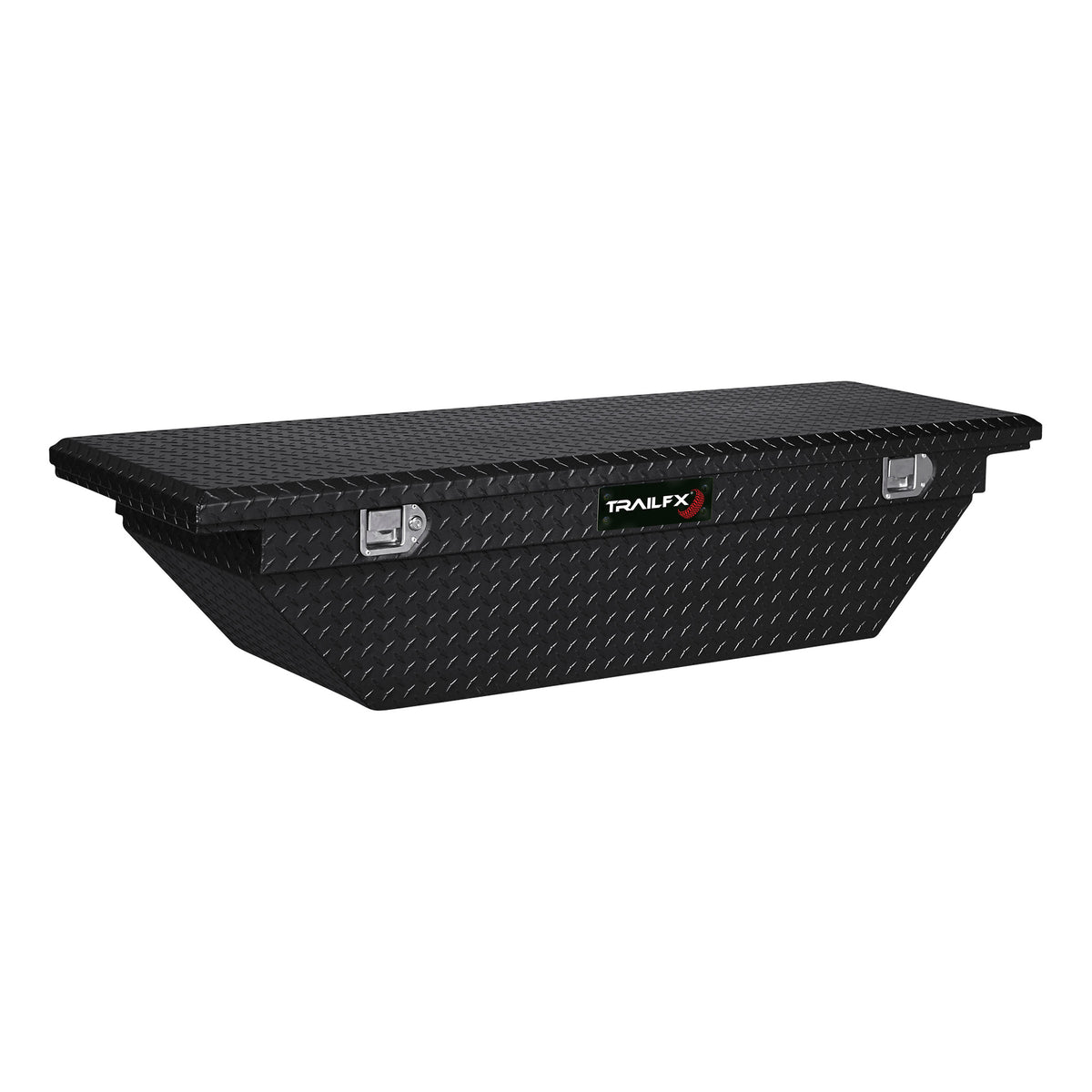 TrailFX Truck Tool Box - Crossover Angled Single Lid With Struts Diamond Tread Gloss (120602)