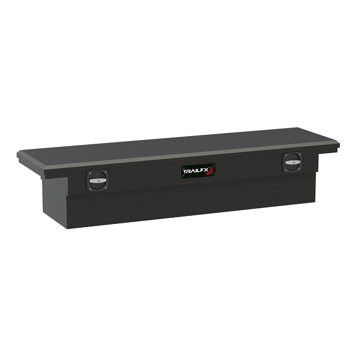 TrailFX Truck Tool Box For Dodge, Ford Trucks - Crossover Low Profile Single Lid Diamond Tread Matte Black (120723C)