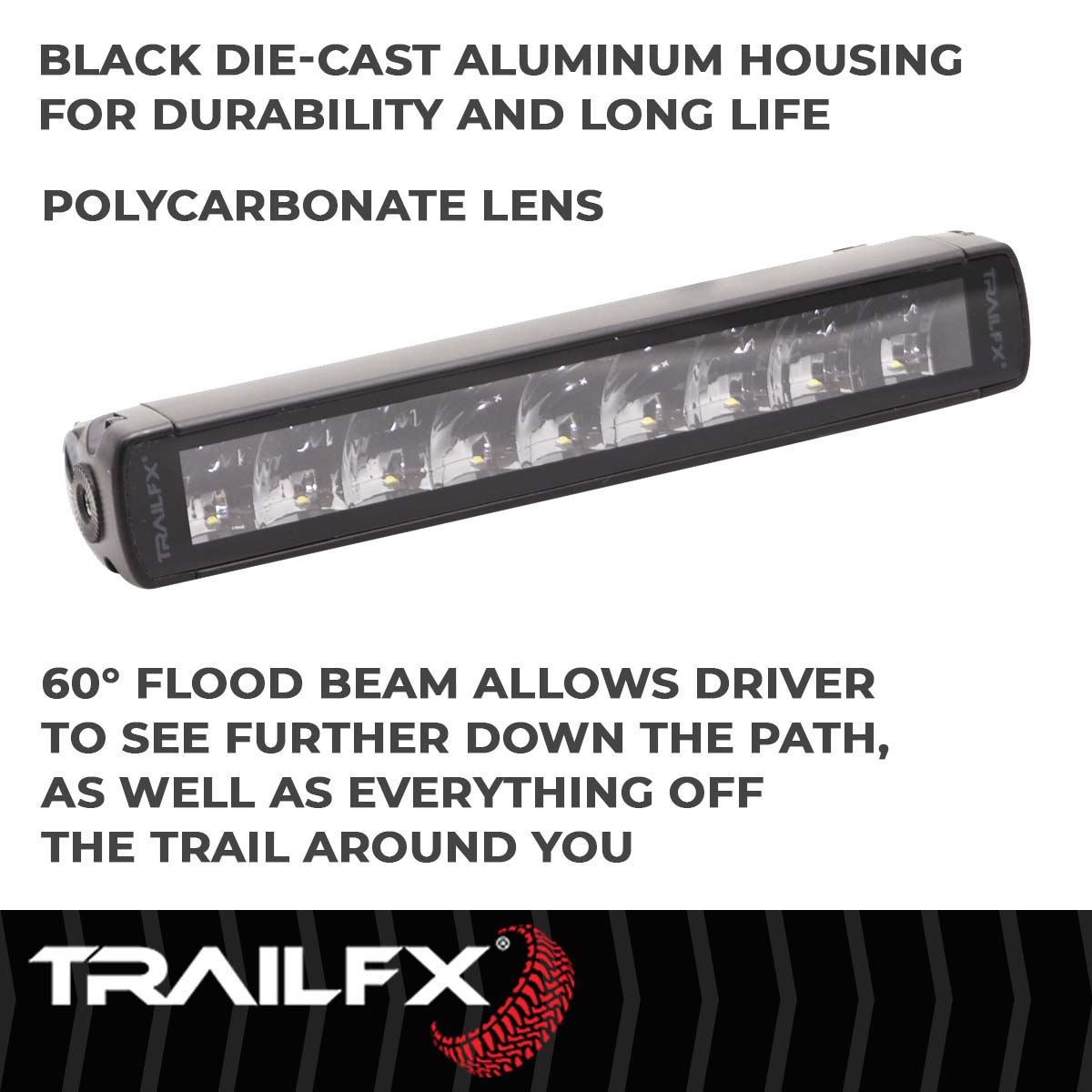 TrailFX Light Bar - 60 Degree Flood Beam, 1800 Raw/ 1170 Effective Lumens, 6 (10SRSCMB)