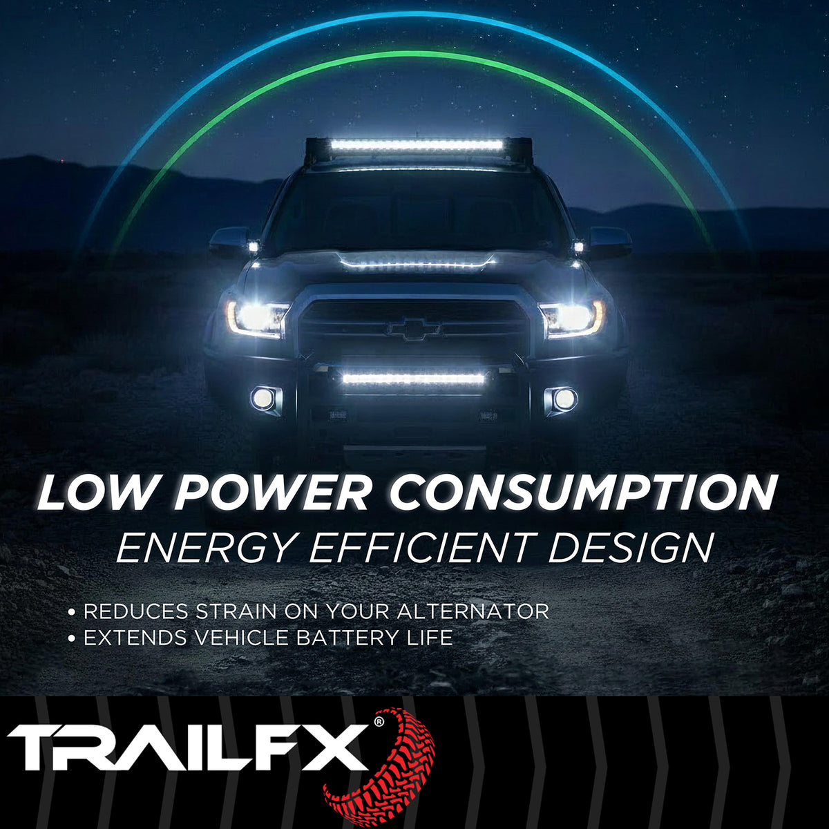 TrailFX Light Bar - 200 Watt Blubs Amp Draw 14.6 AMP At 12 Volts, 8 Degree Spot (20DRBKCM)