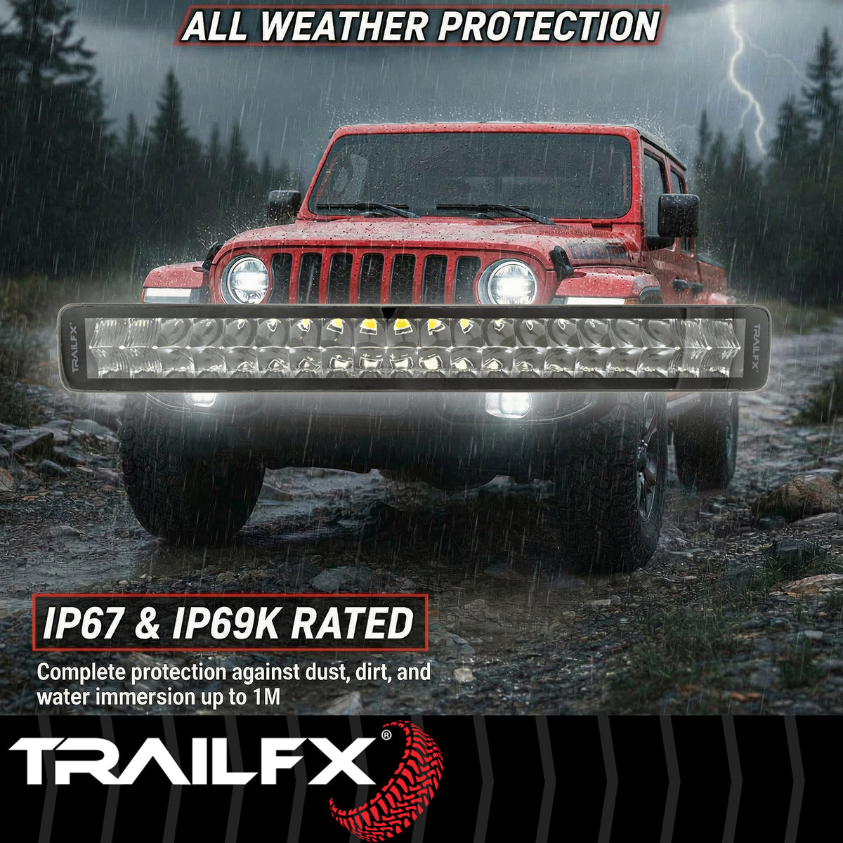 TrailFX Light Bar - 200 Watt Blubs Amp Draw 14.6 AMP At 12 Volts, 8 Degree Spot (20DRBKCM)