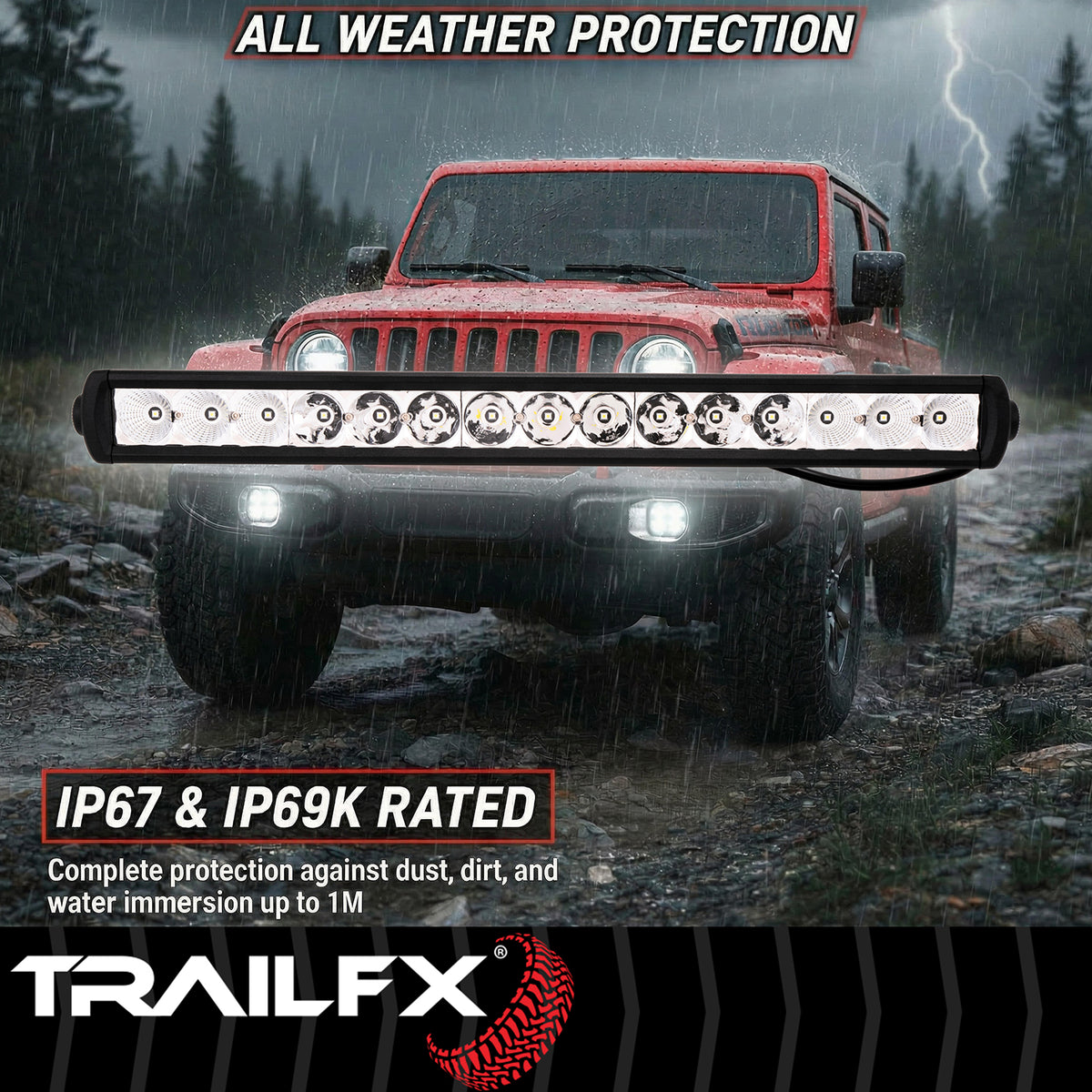 TrailFX Light Bar - 75 Watt Blubs Amp Draw 1.15 AMP At 12 Volts, 8 Degree Spot (20SRCM)
