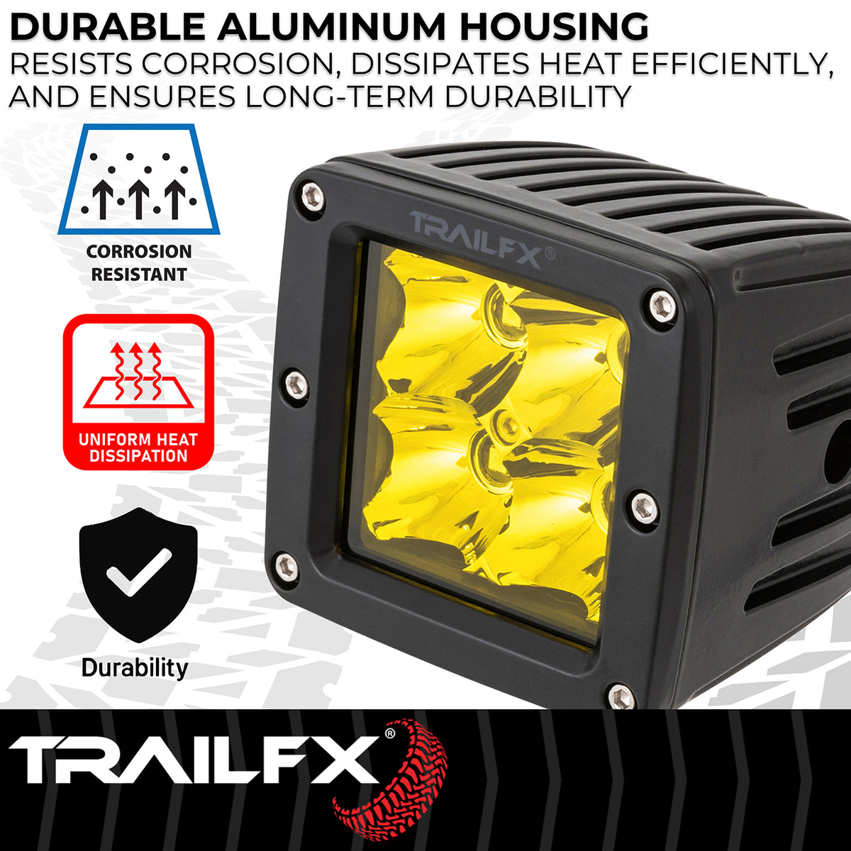 TrailFX Driving Light - 3 Inch Square, 20 Watt Blubs Amp Draw 1.2 AMP At 12 Volts (2X2AMS2)