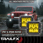TrailFX Driving Light - 3 Inch Square, 20 Watt Blubs Amp Draw 1.2 AMP At 12 Volts (2X2AMS2)
