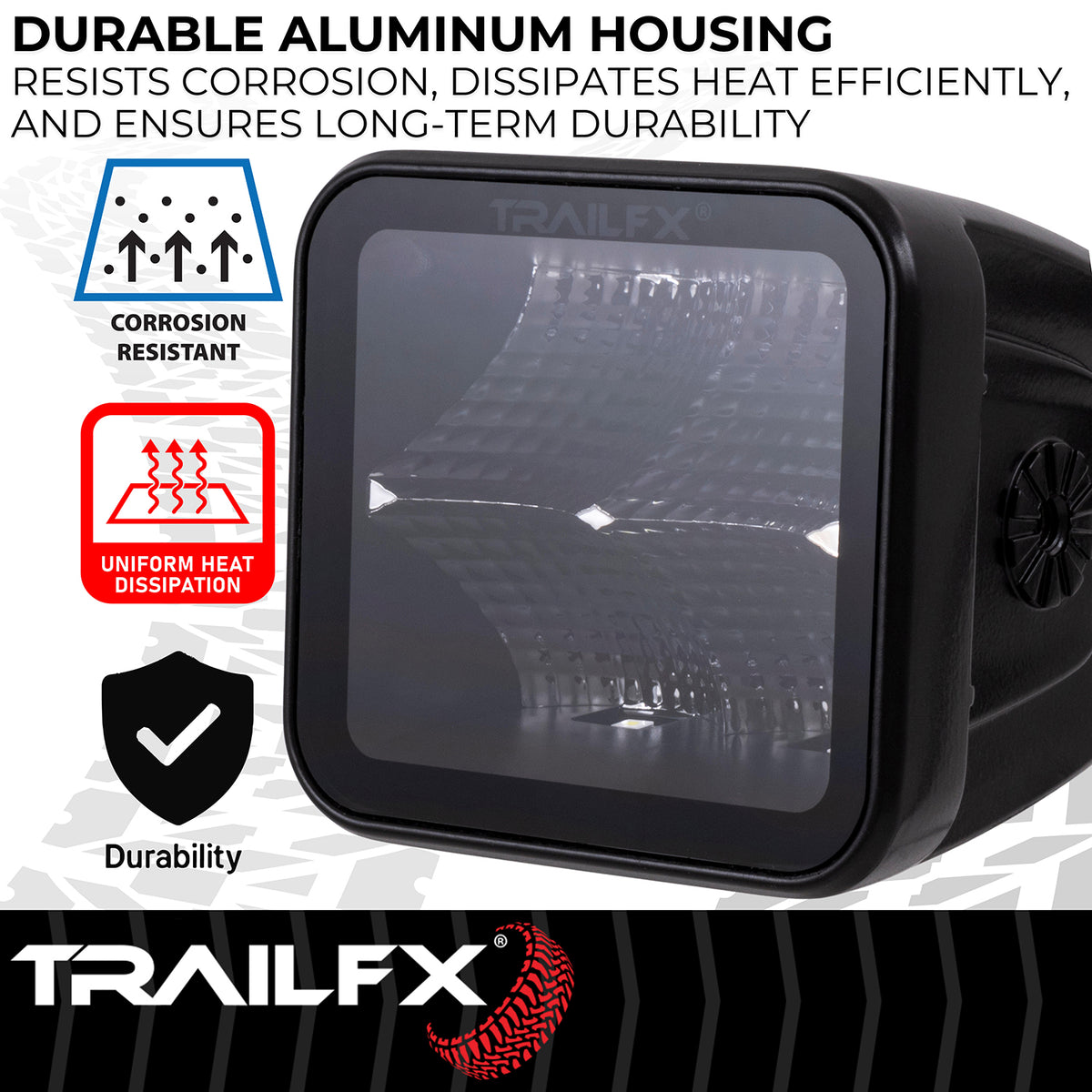 TrailFX Driving Light - 3 Inch Square, 40 Watt Blubs Amp Draw 3.4 AMP At 12 Volts (2X2BKF2)