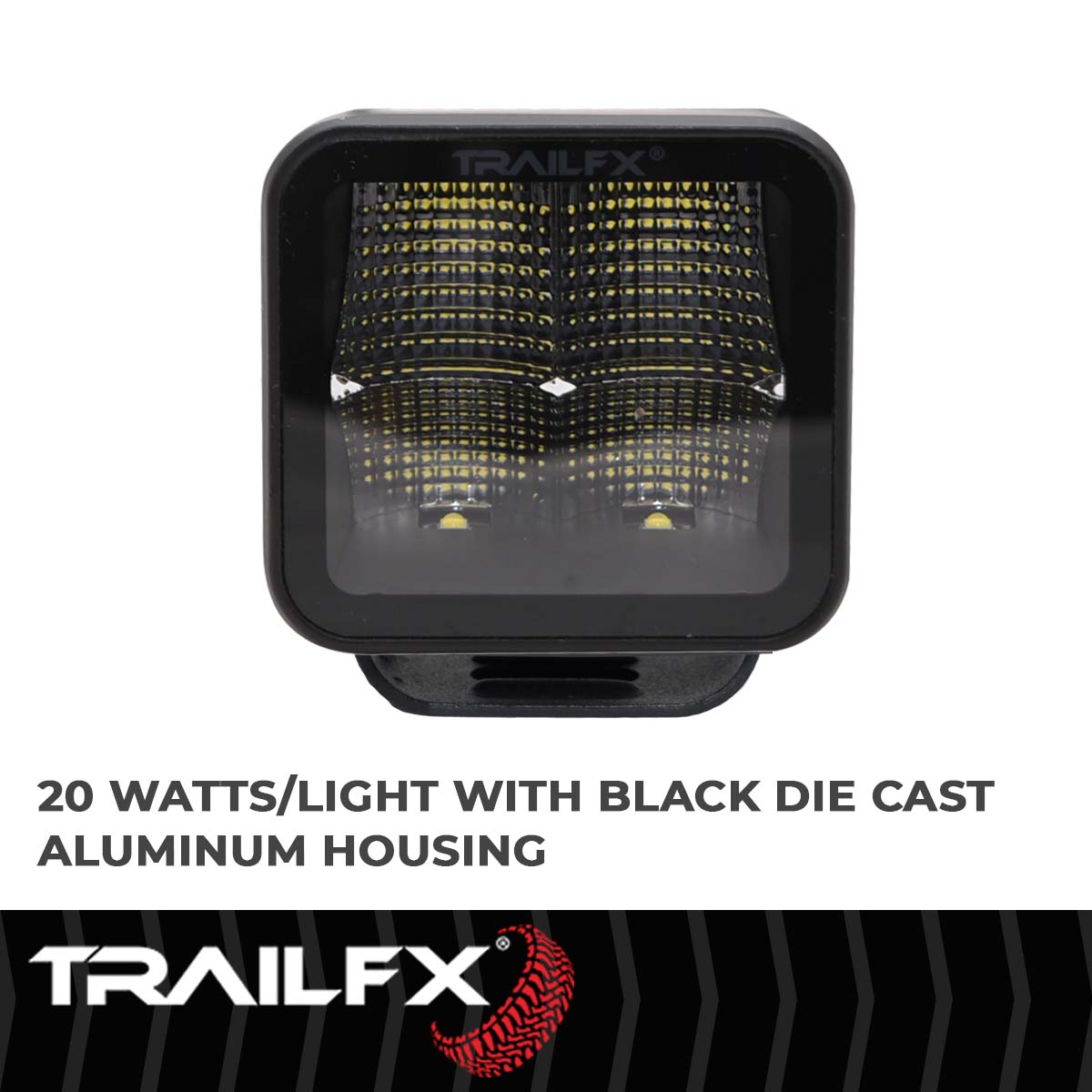 TrailFX Driving Light - 90 Degree Flood Beam, 2400 Raw Lumens/ 1500 Effective (2X2CFBK)