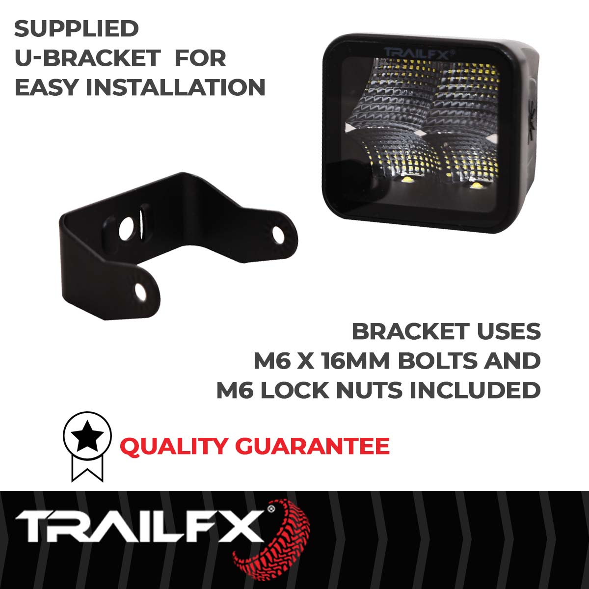 TrailFX Driving Light - 90 Degree Flood Beam, 2400 Raw Lumens/ 1500 Effective (2X2CFBK)