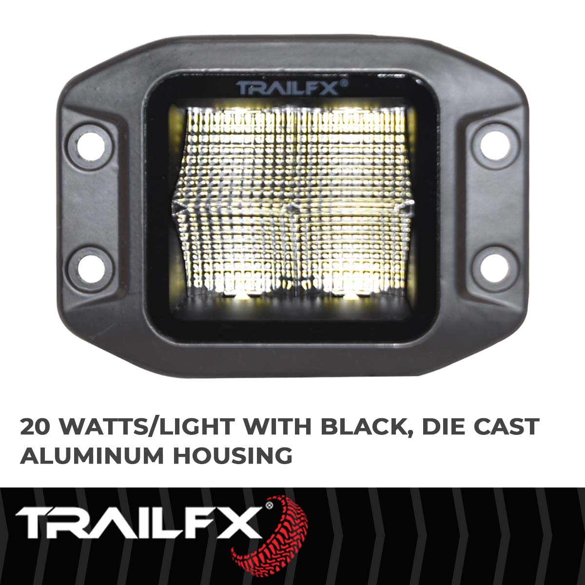 TrailFX Driving Light - 90 Degree Flood Beam, 2400 Raw Lumens/ 1500 Effective (2X2CFFMB)