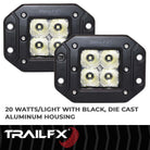 TrailFX Driving Light - 90 Degree Flood Beam, 1920 Raw Lumens/ 1200 Effective (2X2CFFMPR)