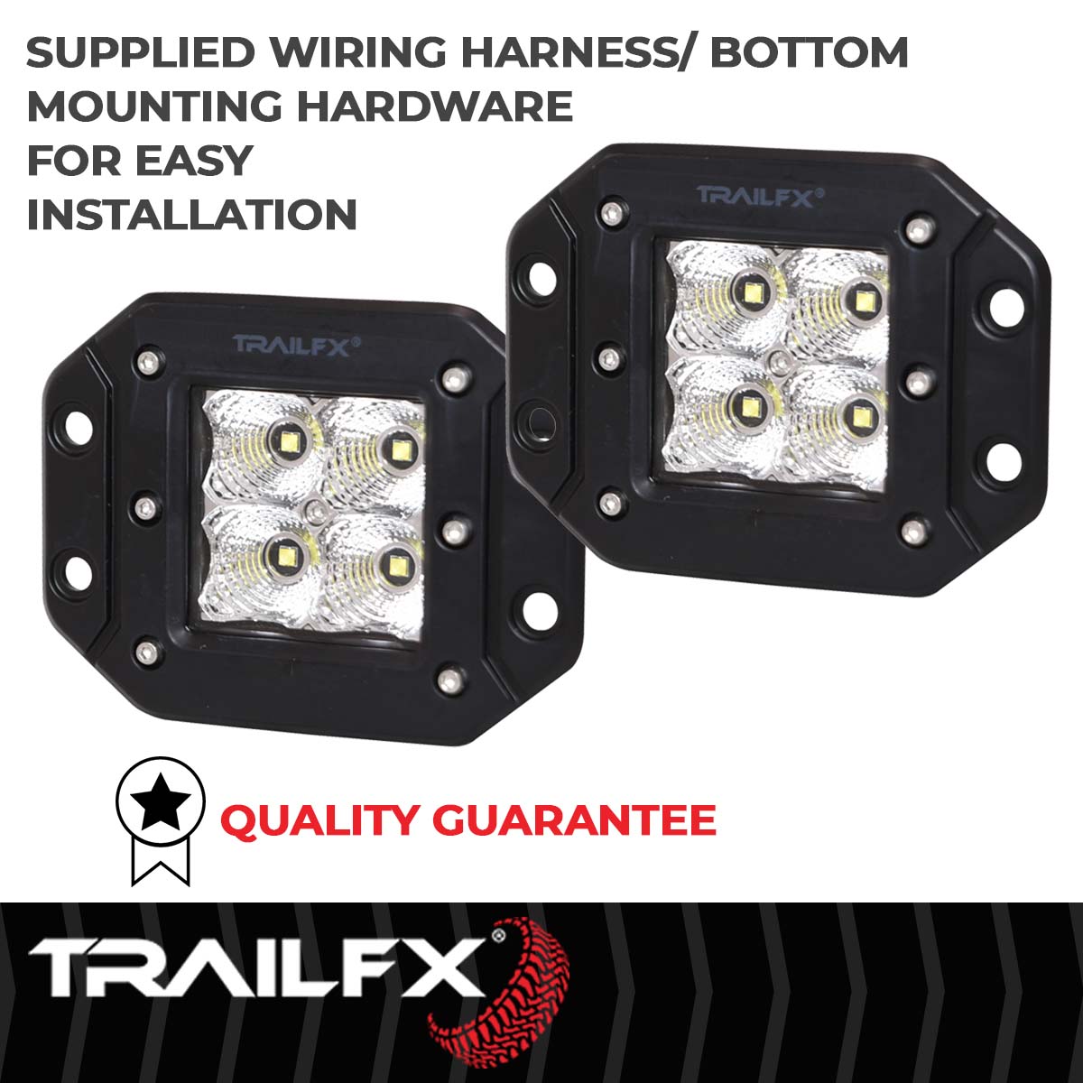 TrailFX Driving Light - 90 Degree Flood Beam, 1920 Raw Lumens/ 1200 Effective (2X2CFFMPR)