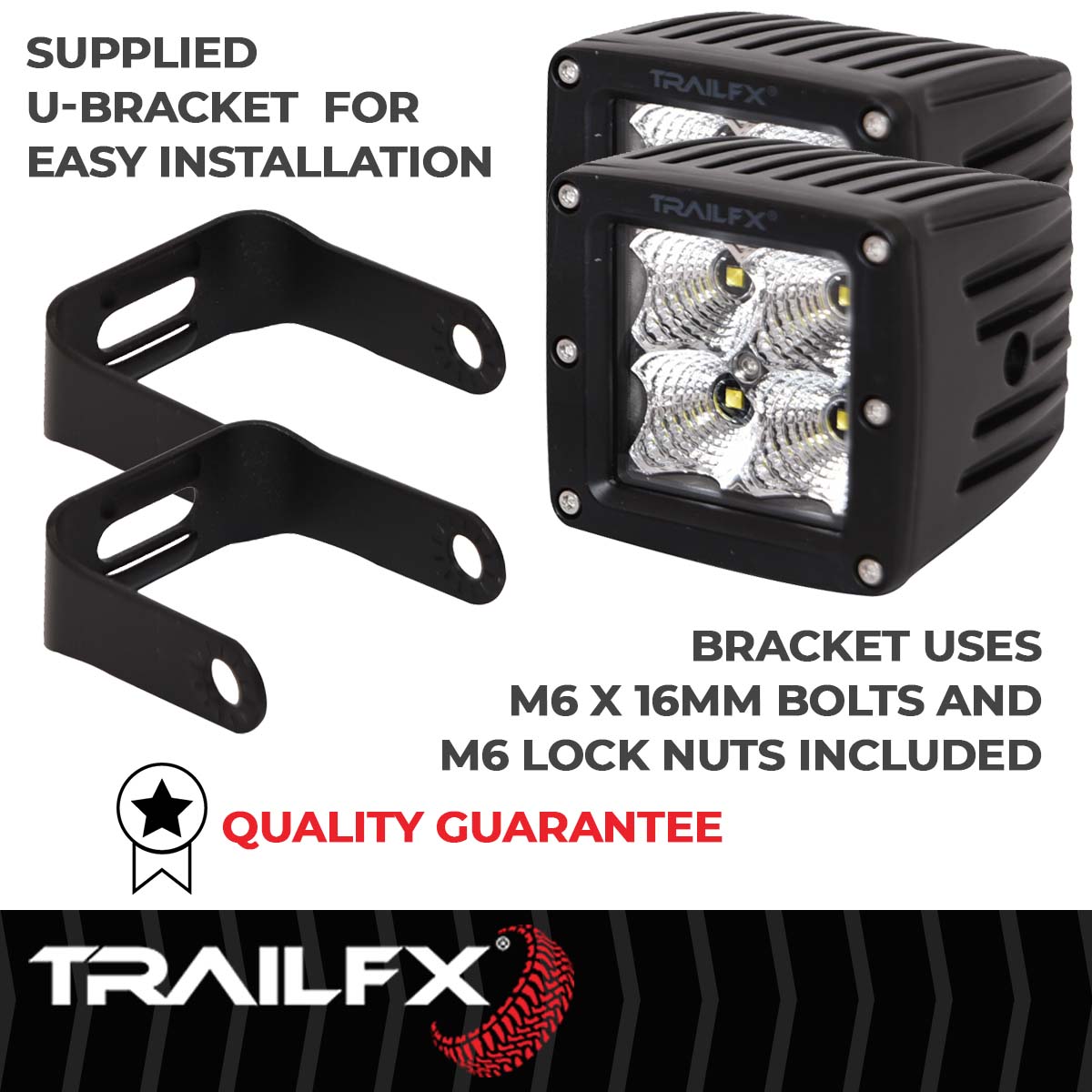 TrailFX Driving Light - 90 Degree Flood Beam, 1920 Raw Lumens/ 1200 Effective (2X2CFPR)