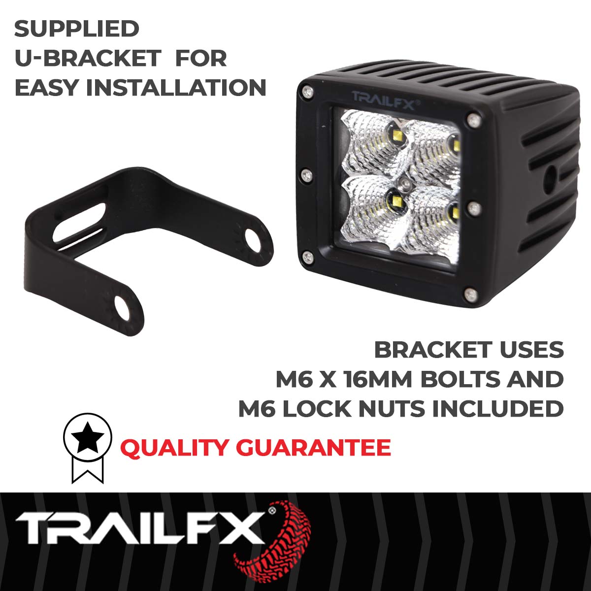 TrailFX Driving Light - 90 Degree Flood Beam, 1920 Raw Lumens/ 1200 Effective (2X2CF)