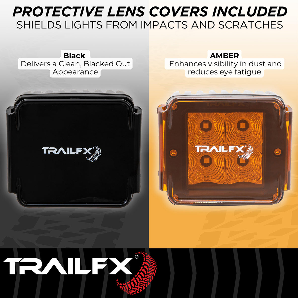 TrailFX Driving Light - 3 Inch Square, 20 Watt Blubs Amp Draw 1.2 AMP At 12 Volts (2X2F2)