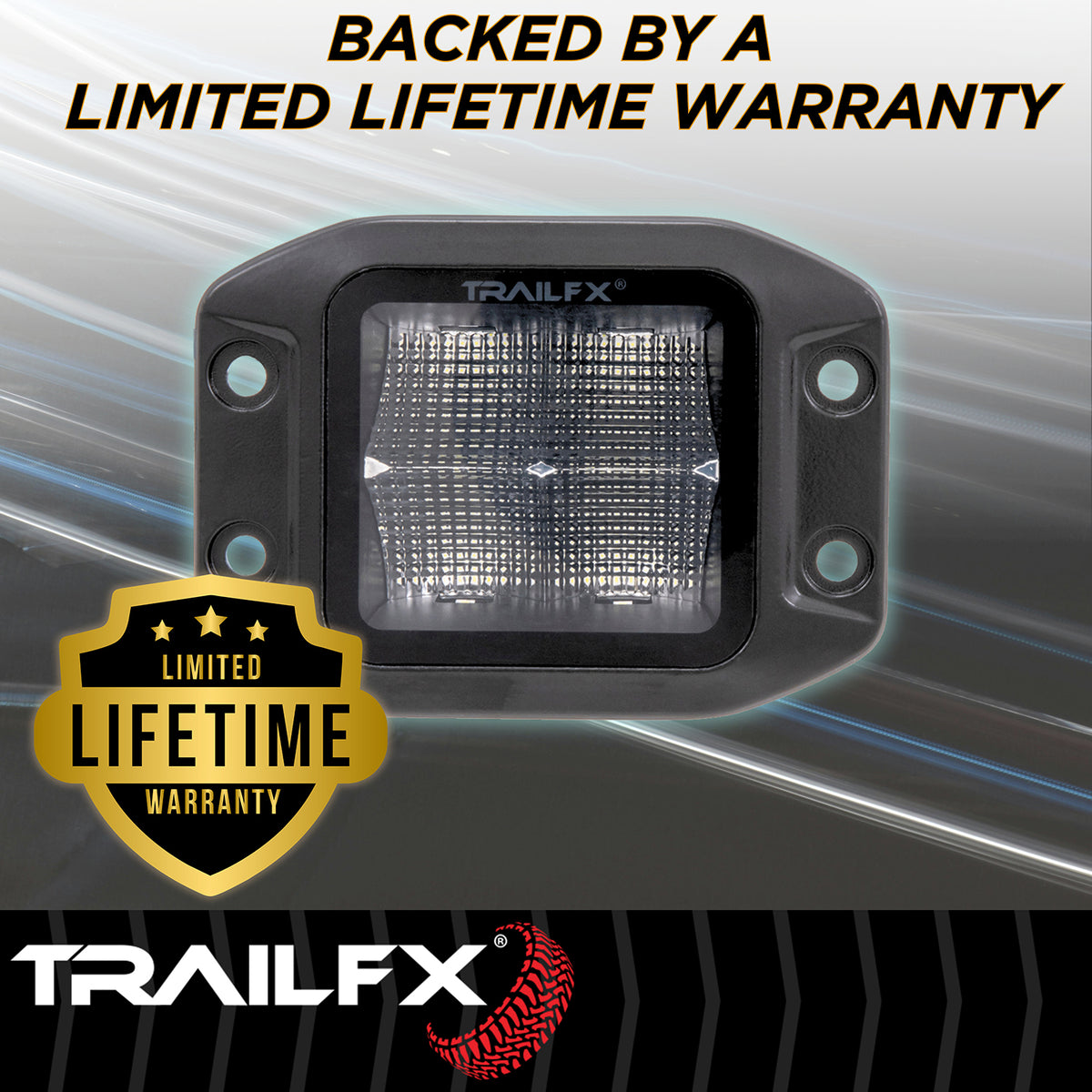 TrailFX Driving Light - 3 Inch Square, 40 Watt Blubs Amp Draw 3.4 AMP At 12 Volts (2X2FMBKF1)