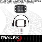TrailFX Driving Light - 3 Inch Square, 40 Watt Blubs Amp Draw 3.4 AMP At 12 Volts (2X2FMBKF1)
