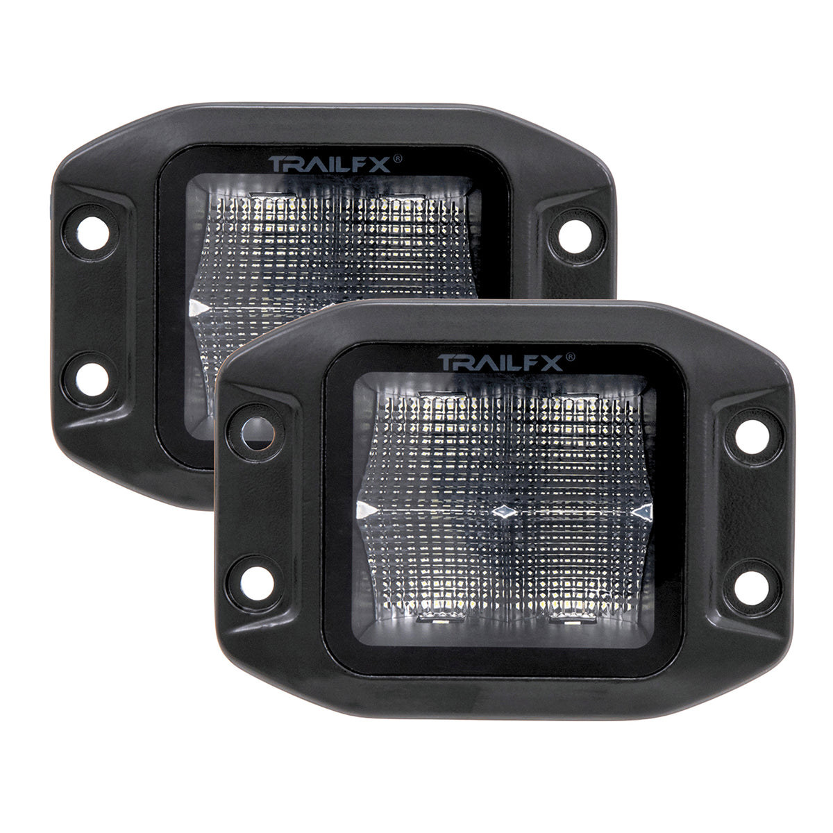TrailFX Driving Light - 3 Inch Square, 40 Watt Blubs Amp Draw 3.4 AMP At 12 Volts (2X2FMBKF2)