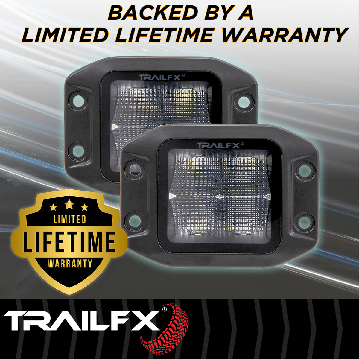 TrailFX Driving Light - 3 Inch Square, 40 Watt Blubs Amp Draw 3.4 AMP At 12 Volts (2X2FMBKF2)