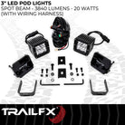 TrailFX Driving Light - 3 Inch Square, 20 Watt Blubs Amp Draw 1.2 AMP At 12 Volts (2X2S2)