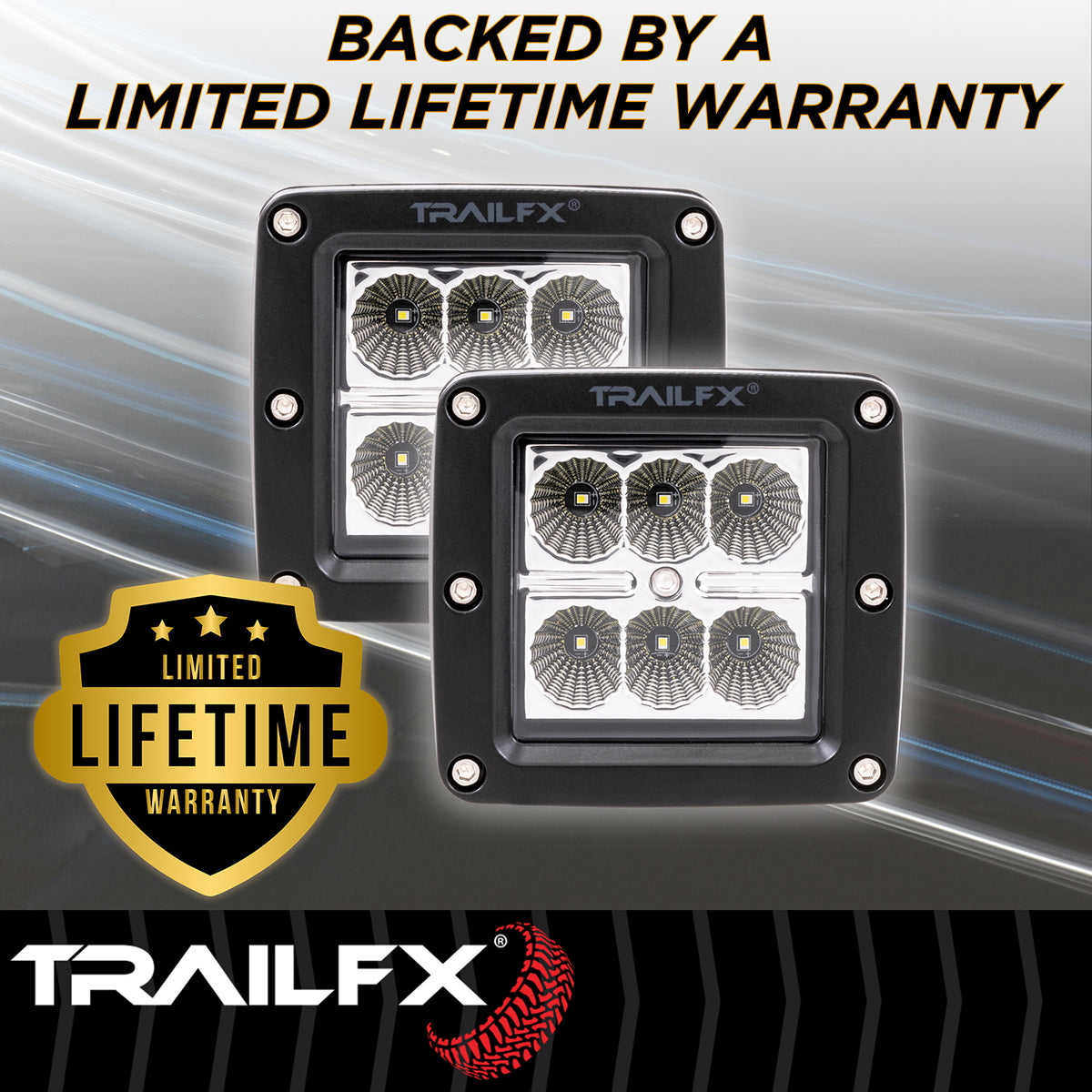 TrailFX Driving Light - 3 Inch Square, 18 Watt Blubs Amp Draw 1.4 AMP At 12 Volts (3X2F2)