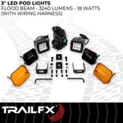 TrailFX Driving Light - 3 Inch Square, 18 Watt Blubs Amp Draw 1.4 AMP At 12 Volts (3X2F2)