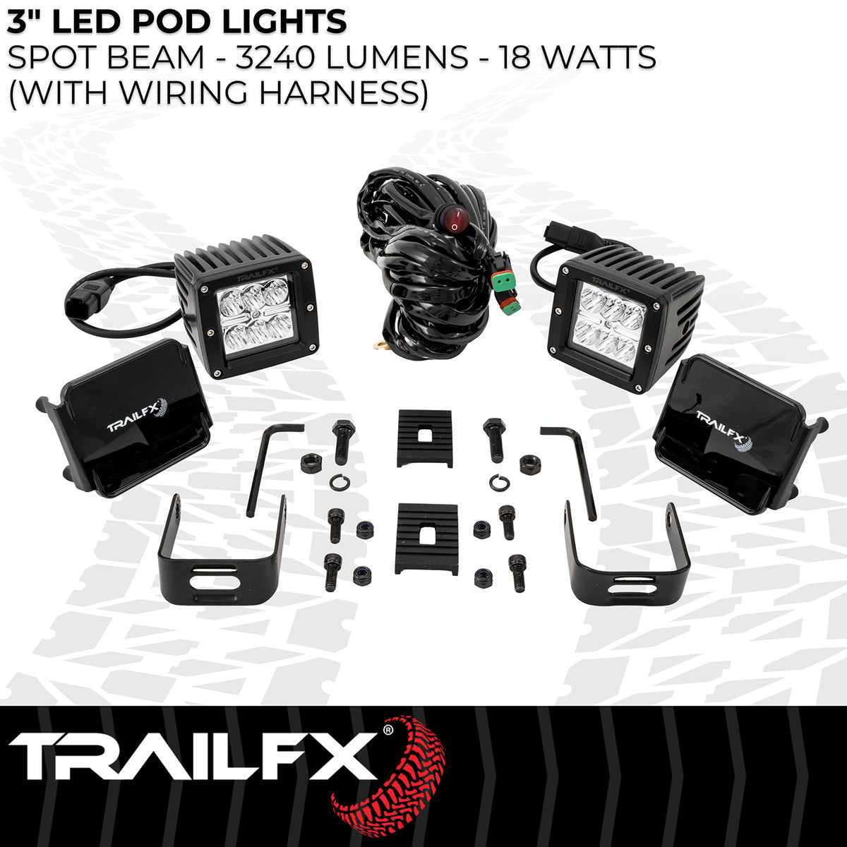 TrailFX Driving Light - 3 Inch Square, 20 Watt Blubs Amp Draw 1.4 AMP At 12 Volts (3X2S2)