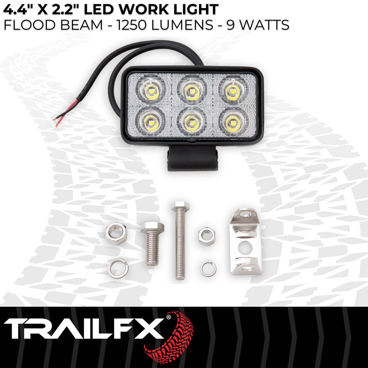 TrailFX Work Light - Pedestal Mount, 9 Watts, 60 Degree Flood Beam, 1250 Raw/ (3X2WLF1)