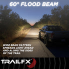 TrailFX Work Light - Pedestal Mount, 9 Watts, 60 Degree Flood Beam, 1250 Raw/ (3X2WLF1)