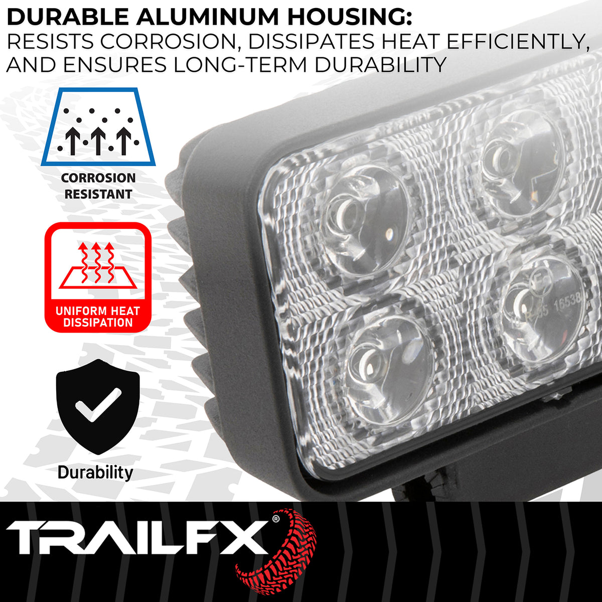TrailFX Work Light - Pedestal Mount, 9 Watts, 60 Degree Flood Beam, 1250 Raw/ (3X2WLF1)