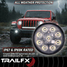 TrailFX Work Light - White Light with Amber Flashing Option, Pedestal Mount, 45 (4RNDWLAMF1)