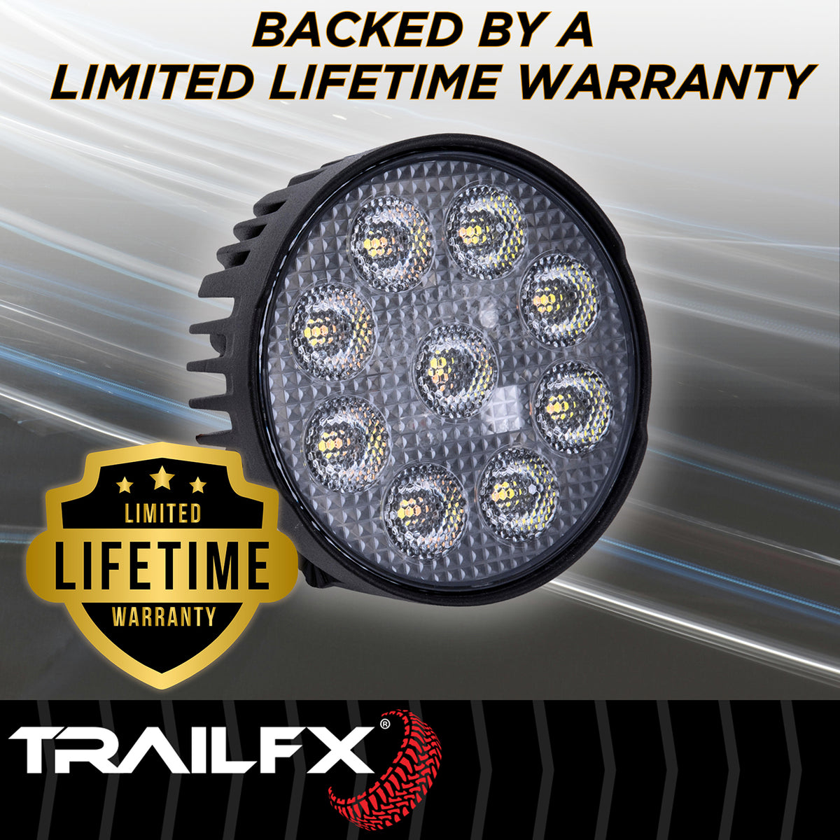 TrailFX Work Light - White Light with Amber Flashing Option, Pedestal Mount, 45 (4RNDWLAMF1)