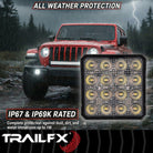 TrailFX Work Light - White Light with Amber Flashing Option, Pedestal Mount, 80 (4X4WLAMF1)