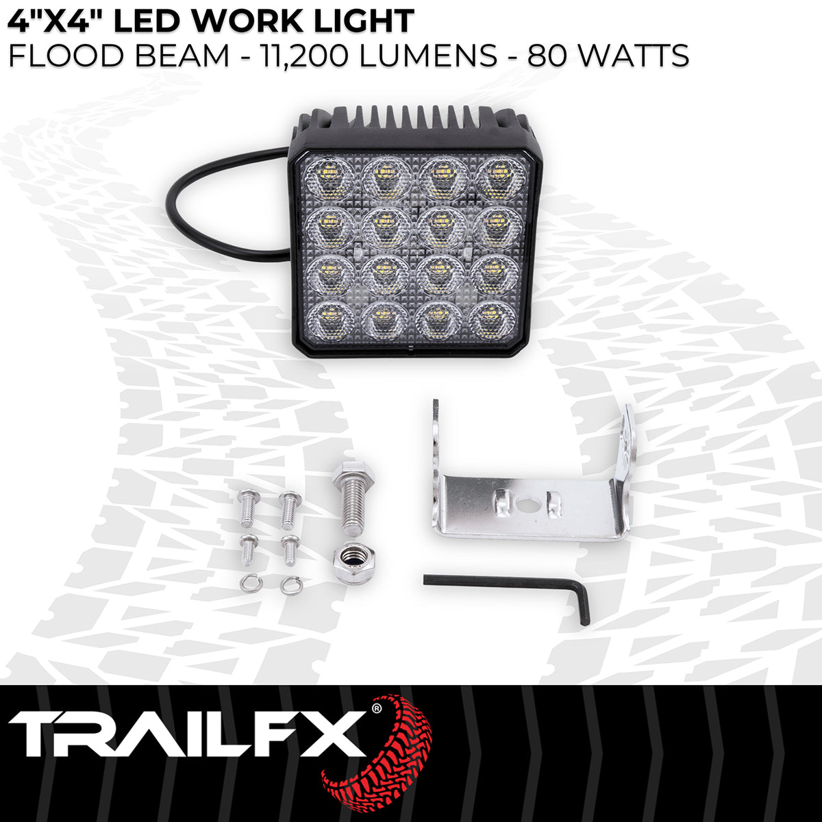 TrailFX Work Light - White Light with Amber Flashing Option, Pedestal Mount, 80 (4X4WLAMF1)