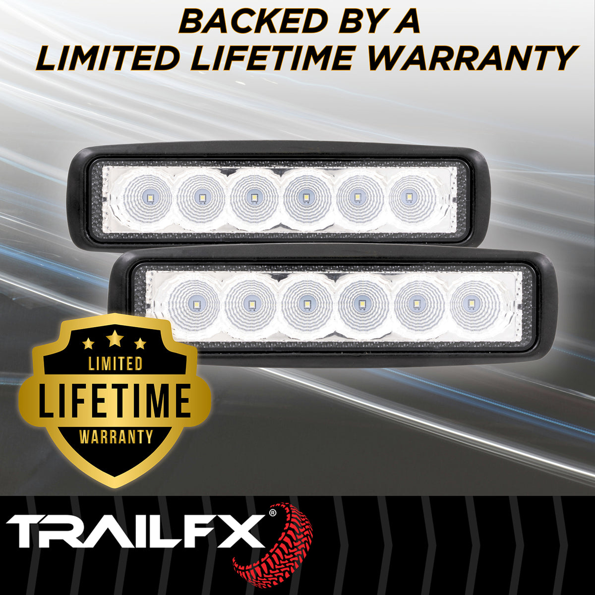 TrailFX Work Light - Pedestal Mount, 18 Watts, 90 Degree Flood Beam, 2520 Raw/ (6SRUTLF2)