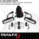 TrailFX Work Light - Pedestal Mount, 18 Watts, 90 Degree Flood Beam, 2520 Raw/ (6SRUTLF2)