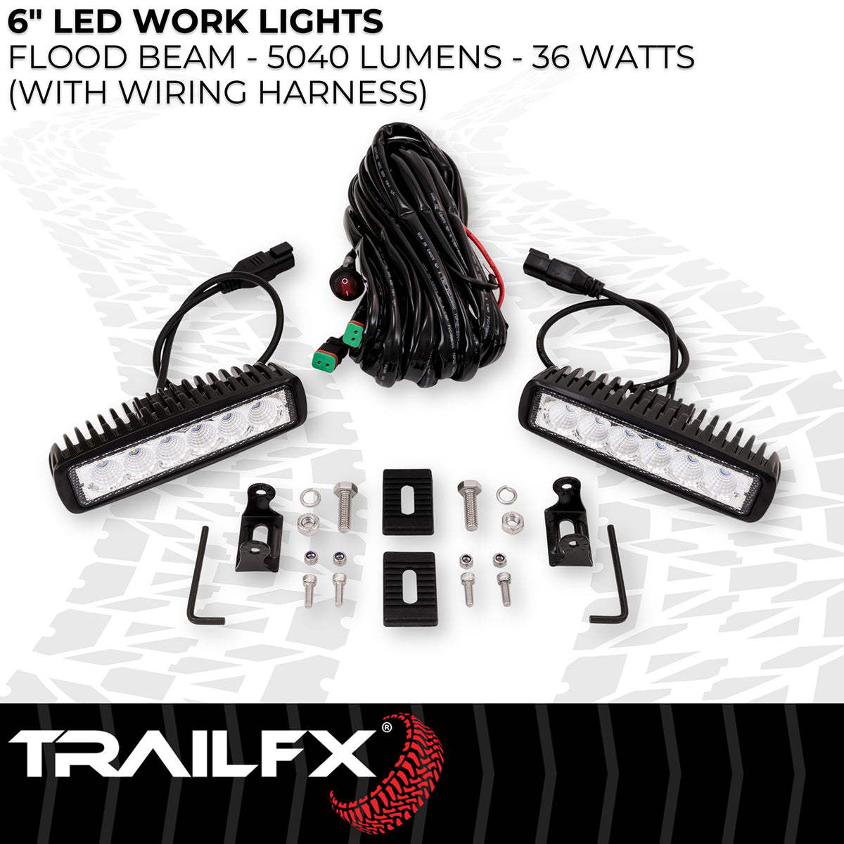 TrailFX Work Light - Pedestal Mount, 18 Watts, 90 Degree Flood Beam, 2520 Raw/ (6SRUTLF2)