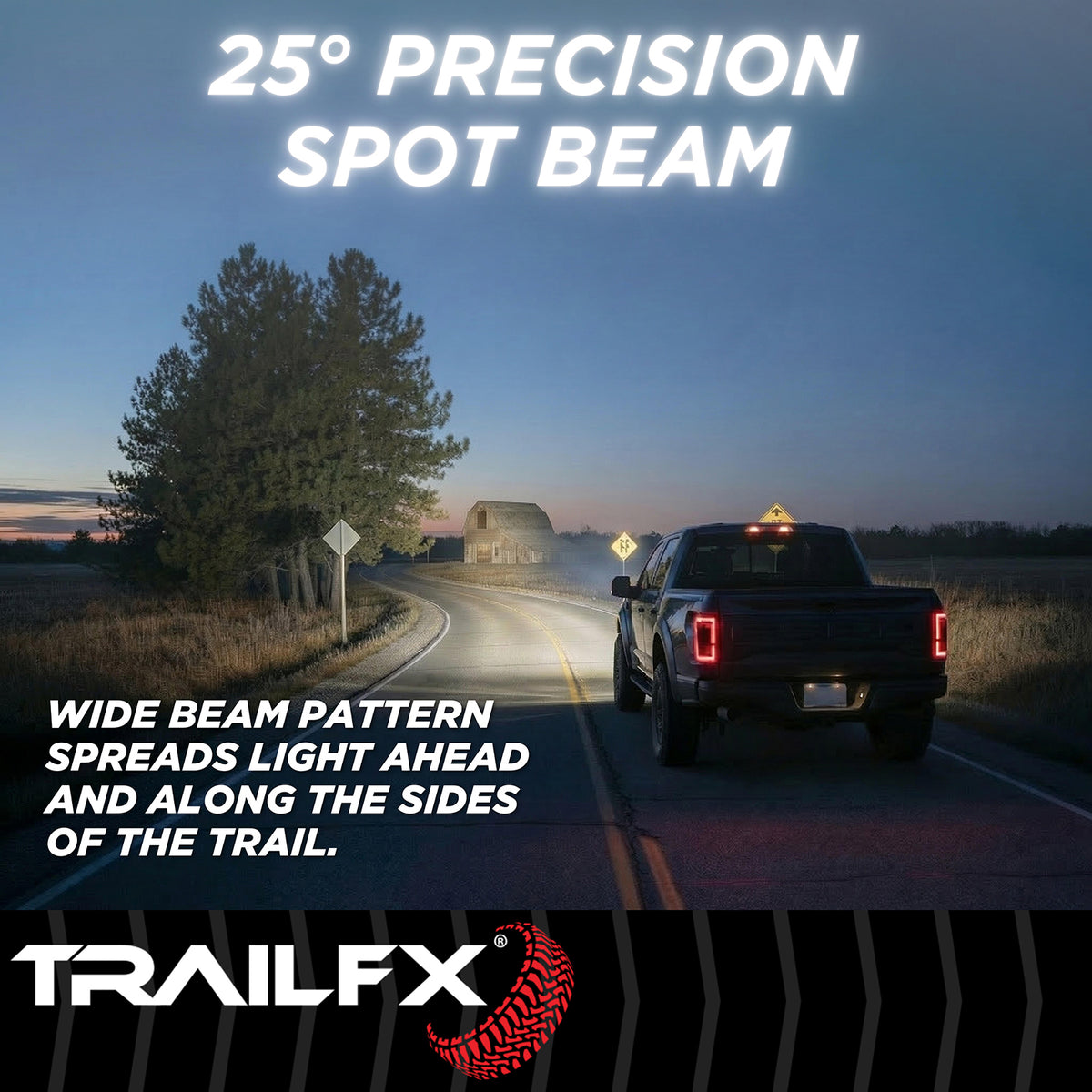 TrailFX Work Light - Pedestal Mount, 18 Watts, 25 Degree Spot Beam, 2520 Raw/ (6SRUTLS2)