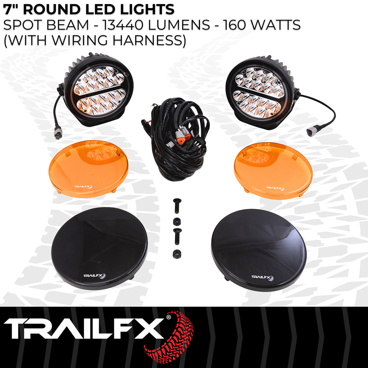 TrailFX Driving Light - 7 Inch Round, 80 Watt Blubs Amp Draw 5.5 AMP At 12 Volts (7RNDS2)