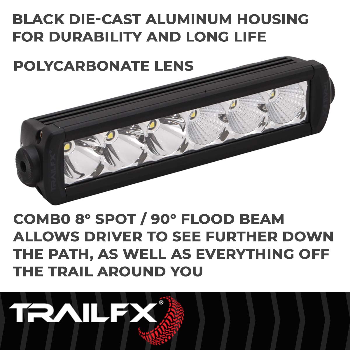 TrailFX Light Bar - 8 Degree Spot/ 90 Degree Flood Beam Combination, 3600 Raw/ (9SRSCM)