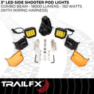 TrailFX Driving Light - 4 Inch Square, 75 Watt Blubs Amp Draw 2.2 AMP At 12 Volts (PODSIDAMS2)