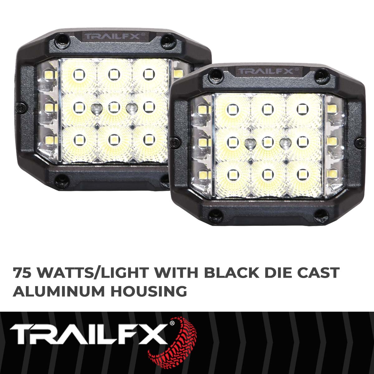 TrailFX Driving Light - 60 Degree Spot/ 140 Degree Flood Beam Combination, 9000 Raw (PODSIDEFPR)
