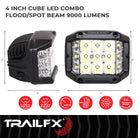 TrailFX Driving Light - 60 Degree Spot/ 140 Degree Flood Beam Combination, 9000 Raw (PODSIDEF)