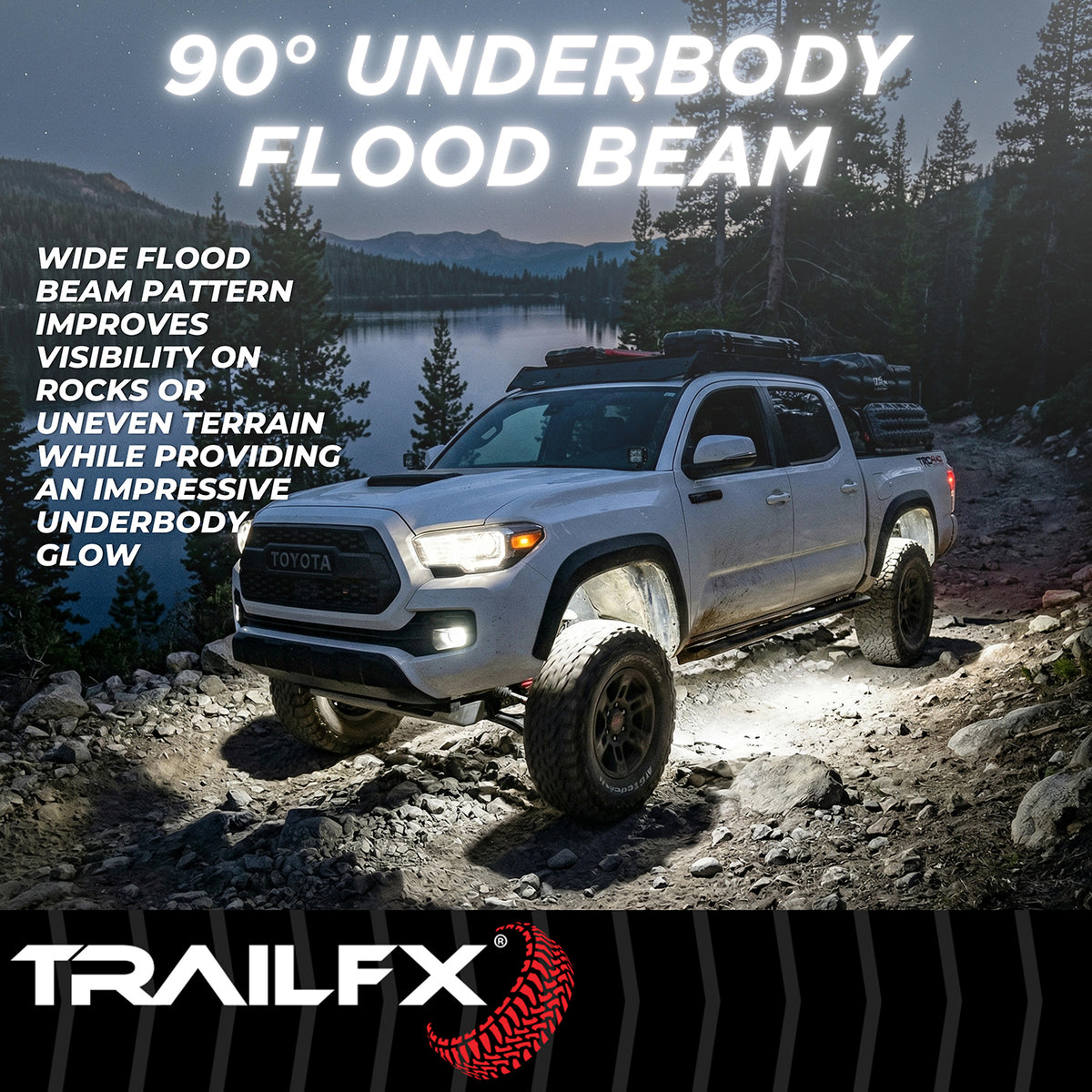 TrailFX Underbody Light Kit - 1260 Raw/ 700 Effective Lumens, Clear Polycarbonate Lens (ROCKKITF4)