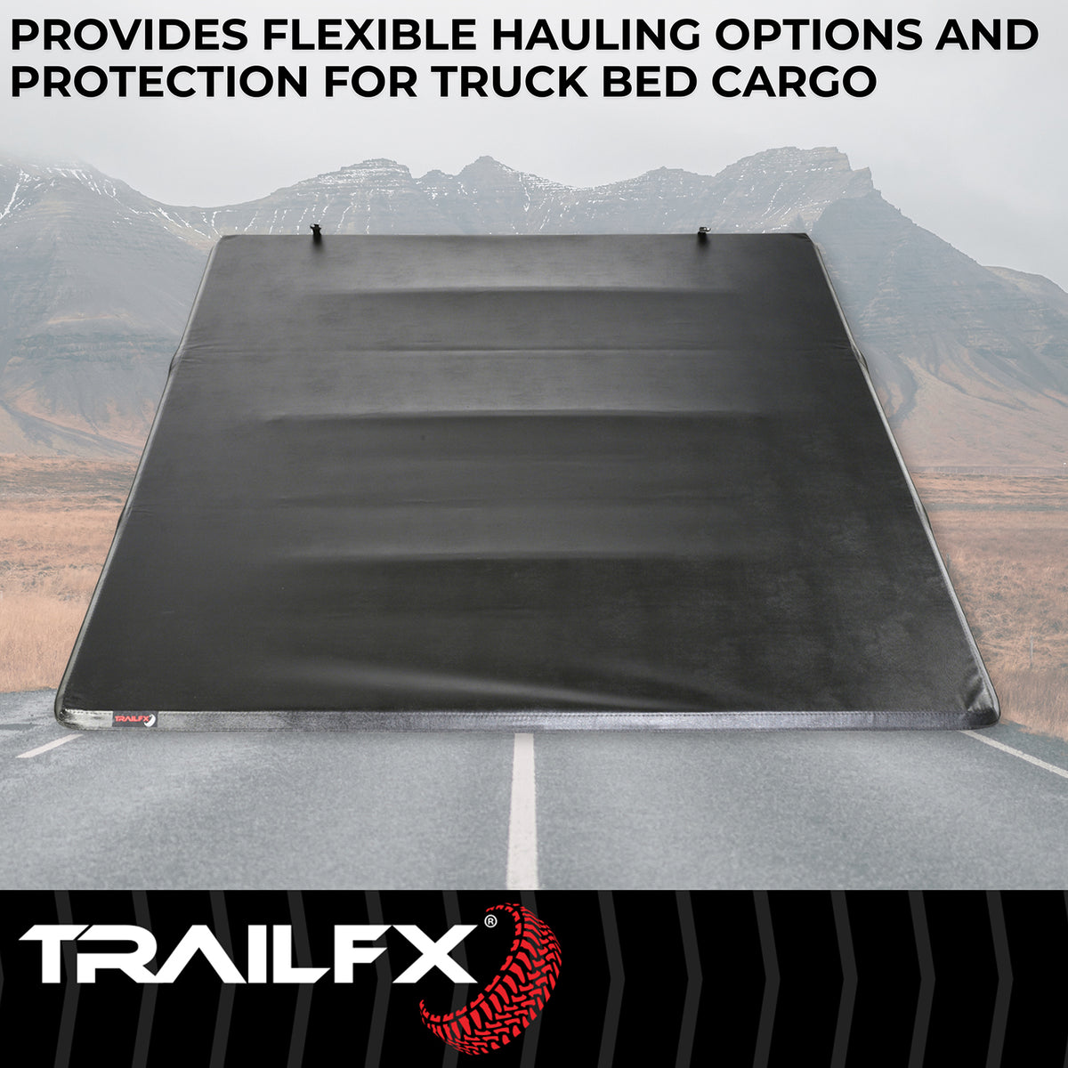 TrailFX Tonneau Cover For Chevrolet Colorado, GMC Canyon - Soft Tri-Fold Non-Lockable Black Vinyl With Aluminum Rails (TFX1113)