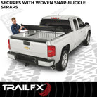 TrailFX Tonneau Cover For Chevrolet, GMC Trucks - Non-Lockable, Black Vinyl With Aluminum Rails (TFX1118)