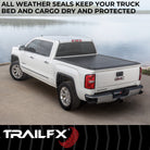 TrailFX Tonneau Cover For Chevrolet Colorado, GMC Canyon - Hard Tri Fold Non-Lockable Black Aluminum With Carpeted (TFX1701)