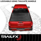 TrailFX Tonneau Cover For Chevrolet, GMC Trucks - Non-Lockable, Black, Aluminum, With Carpeted Under Panels (TFX1710)