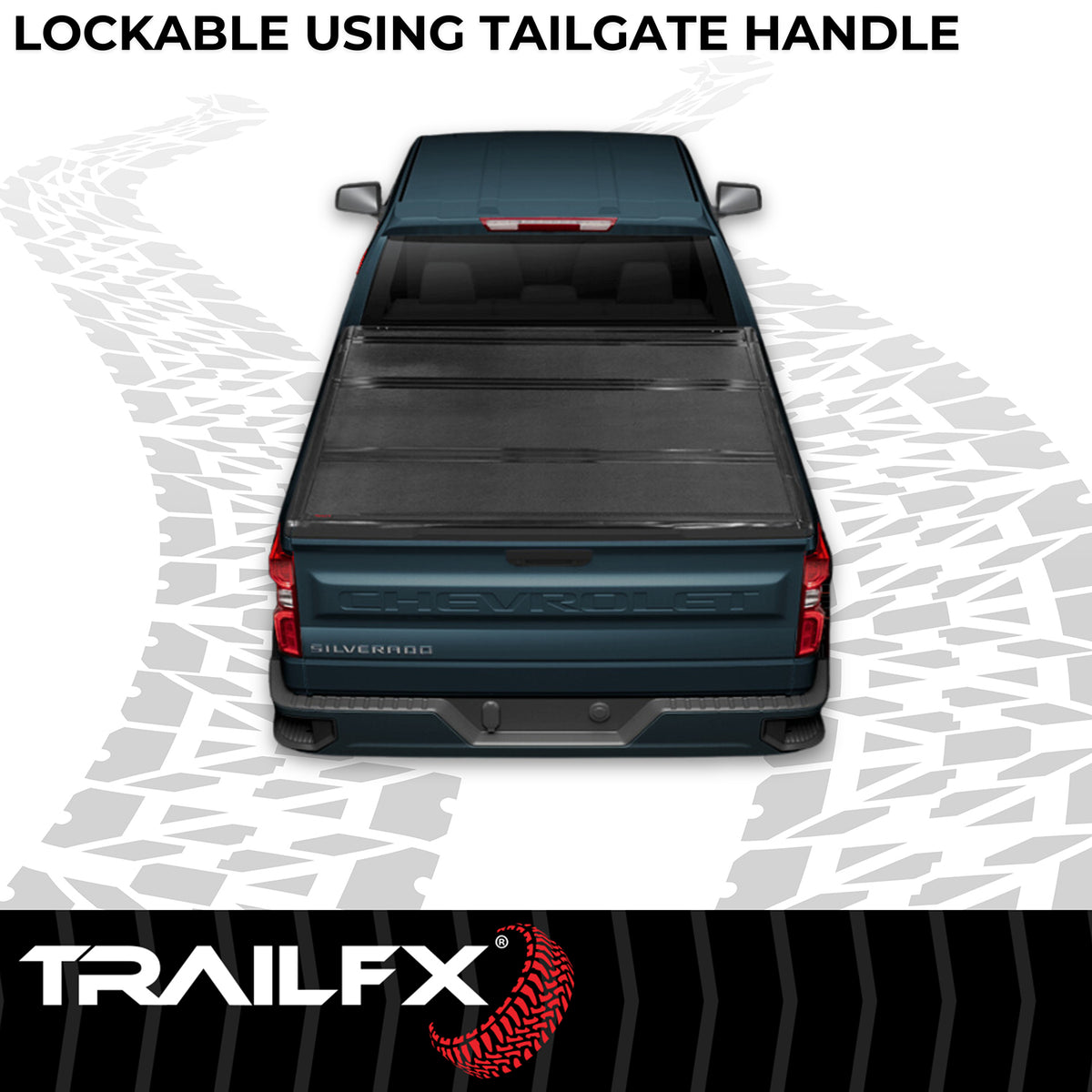 TrailFX Tonneau Cover For Chevrolet, GMC Trucks - Non-Lockable, Black, Aluminum, With Carpeted Under Panels (TFX1712)